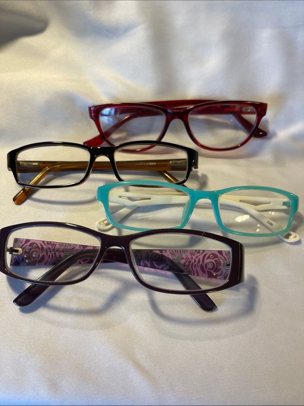 Assorted Women's Eyeglass Frames - Red, Cider, Teal, Purple just add lenses!